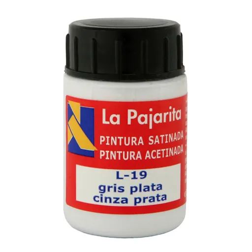 Tinta Pástica e Vinílica Líquida La Pajarita 35ML Gr.Prata 6 Un.