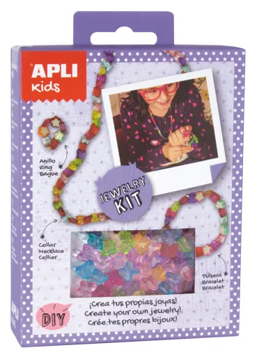 Mini Kit Diy Apli Jóias Colar+Pulseira+Anel Lilás