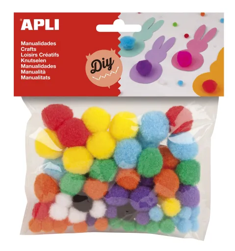 Kit Manualidades Apli Pompons 22/18/14/10mm 78un.