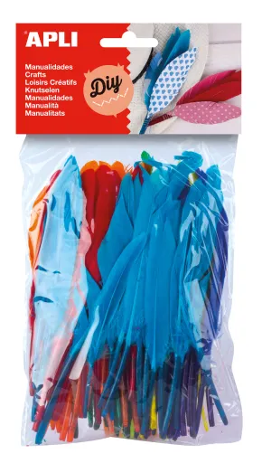 Kit Manualidades Apli Canetas com Penas Decorativas 100un.