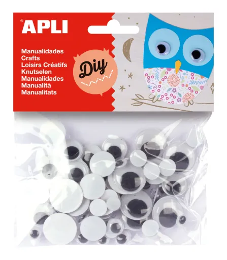 Kit Manualidades Apli Olhos Móveis Pretos 75un.