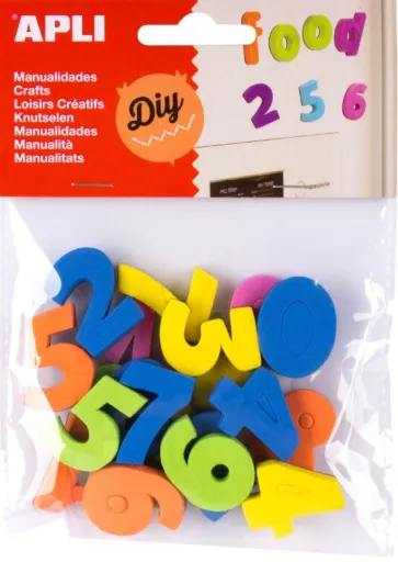 Kit Manualidades Apli Números de Borracha Eva com Ímãs 30x5mm 20 Un.