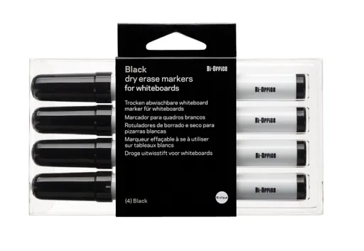 Marcadores para Quadro Branco Blister 4 Unidades Preto Bi-Office