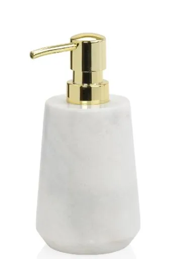 Doseador de Sabão de Mármore Branco / Dourado