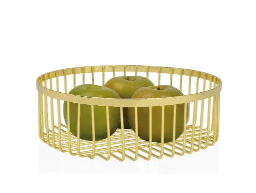 Cesta de Fruta de Metal Ouro