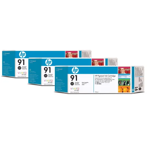 Tinteiro Preto Foto HP Designjet Z6100 - Pack de 3