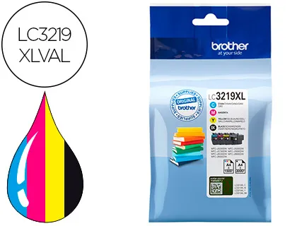 Tinteiro Brother Lc3219xlval Umltipack 4 Cores Preto / Amarelo / Ciano / Magenta Alta Capacidade 3000 Pag Preto