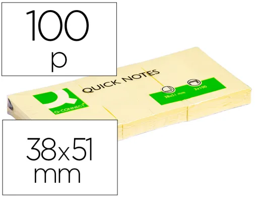 Bloco de Notas Adesivas Q-Connect Amarelo 38X51 mm 3un.