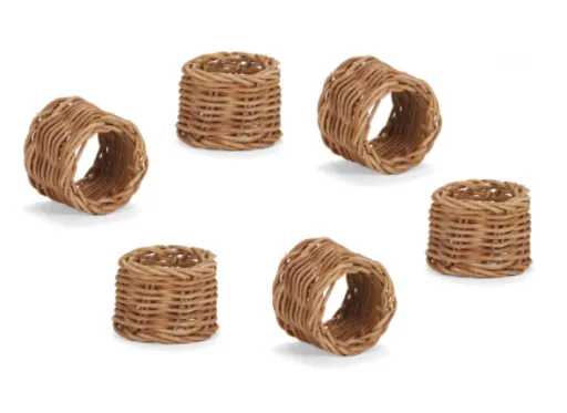 Set 6 Argolas para Guardanapo em Rattan Castanho Ø6X4,5cm