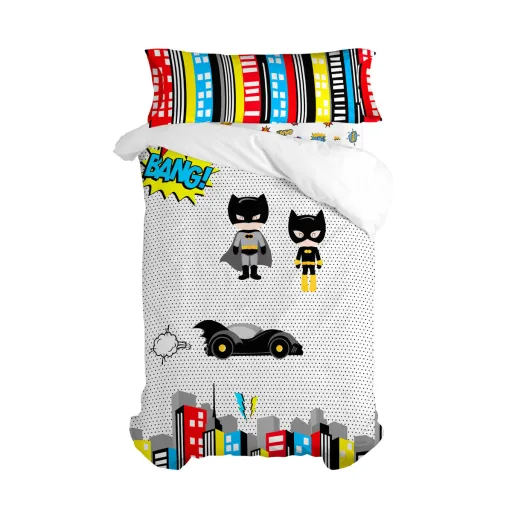 Conjunto de Capa de Edredom HappyFriday Mr Fox Bat Multicolor Solteiro 2 Peças