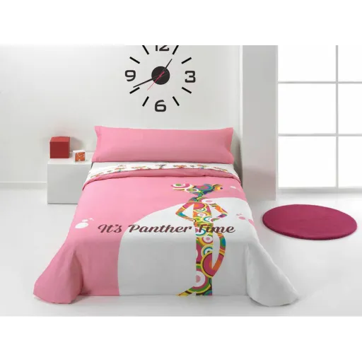 Conjunto de Capa de Edredom Hosteline PINK PANTER Pp Multicolor Solteiro 3 Peças