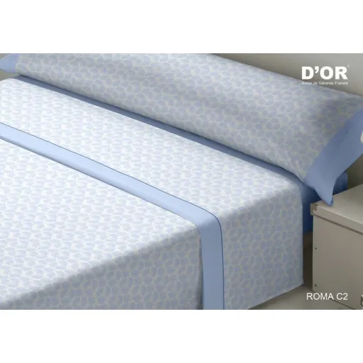 Conjunto de Lençóis D'Or ROMA Azul Solteiro Franela