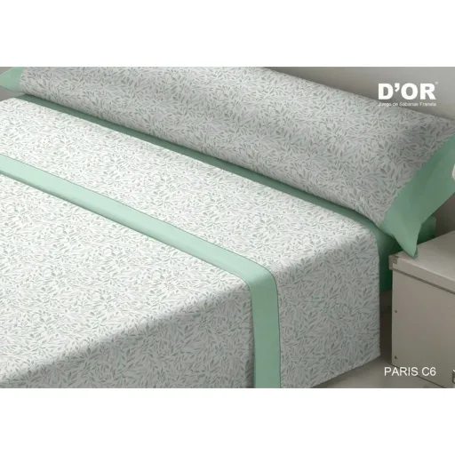 Conjunto de Lençóis D'Or PARIS Verde Solteiro Franela