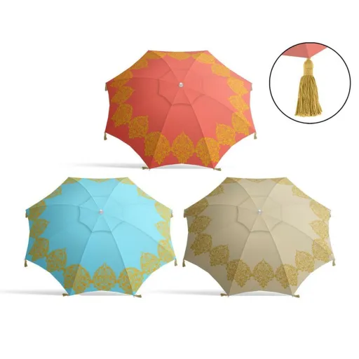 Parasol Franjas Ø 180 cm Tecido Oxford