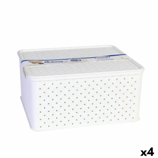 Caixa de Armazenagem com Tampa Tontarelli Arianna 33 x 29 x 16 cm (4 Unidades) Branco 13 L