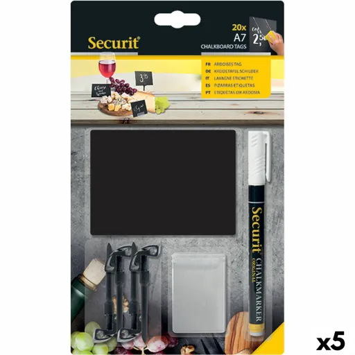 Ardósia Securit Com Suporte Conjunto 7,4 × 10,5 cm 20 Unidades Preto