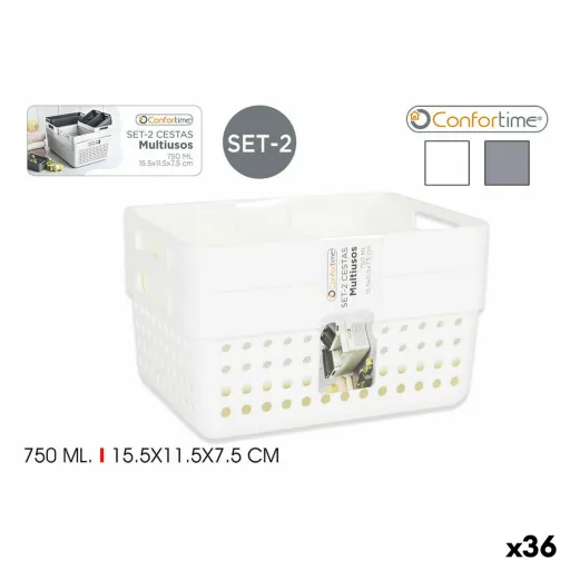 Cesta Multiusos Confortime 144943 15,5 x 11,5 x 7,5 cm (2 Peças) (36 Unidades) (15,5 x 11,5 x 7,5 cm)