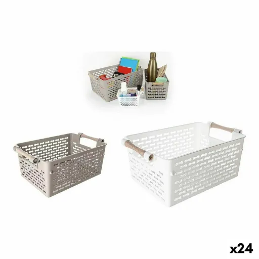 Cesta Multiusos Confortime Madeira 26 x 18,5 x 12 cm (24 Unidades)