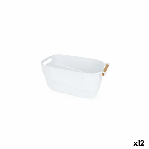 Cesta Multiusos Confortime Branco Madeira Plástico 27 x 14,5 x 12 cm Com Pegas (12 Unidades)