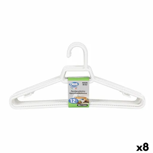 Conjunto de Cabides Dem Branco Plástico 12 Peças 38 x 17,5 cm (8 Unidades)