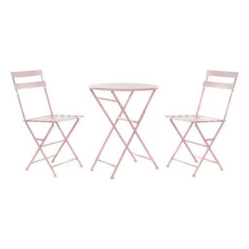 Conjunto de Mesa com 2 Cadeiras DKD Home Decor MB-177410 Cor de Rosa 60 x 60 x 75 cm (3 pcs)