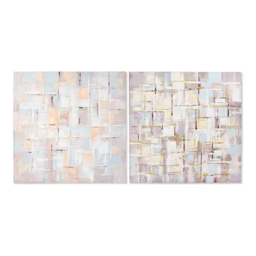 Pintura DKD Home Decor Squares Abstrato 100 x 3 x 100 cm Moderno (2 Unidades)