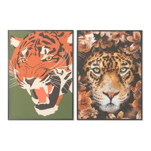 Pintura DKD Home Decor 52 x 2,7 x 72 cm Tigre Moderno (2 Unidades)