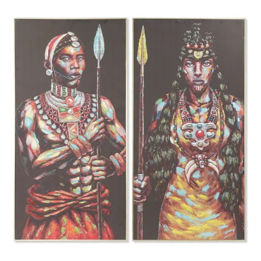 Pintura DKD Home Decor 60 x 5 x 120 cm Colonial Africano (2 Unidades)