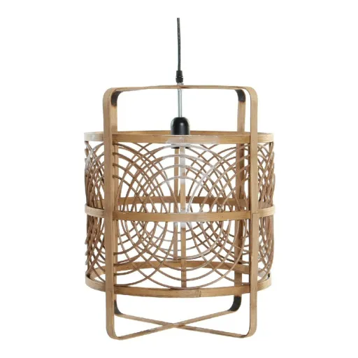 Candeeiro de Teto DKD Home Decor Preto Natural Bambu Plástico 50 W 220 V 37 x 37 x 46 cm