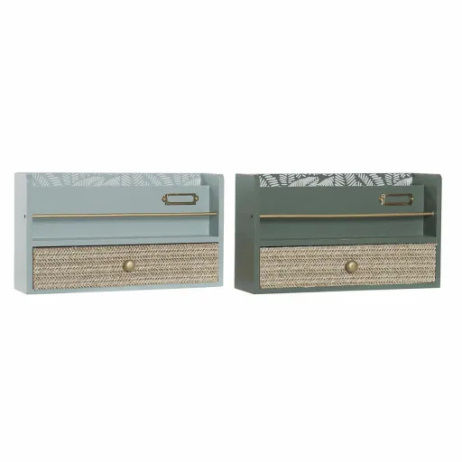 Organizador Multiusos DKD Home Decor LD-181379 Verde Polipropileno Madeira MDF 30 x 9 x 17 cm (2 Unidades)