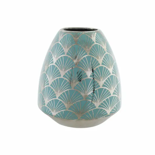 Vaso DKD Home Decor Porcelana Turquesa Oriental Cromado 16 x 16 x 18 cm