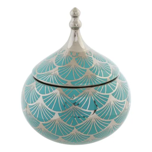 Guarda-Joias DKD Home Decor Porcelana Turquesa 14 x 14 x 17 cm