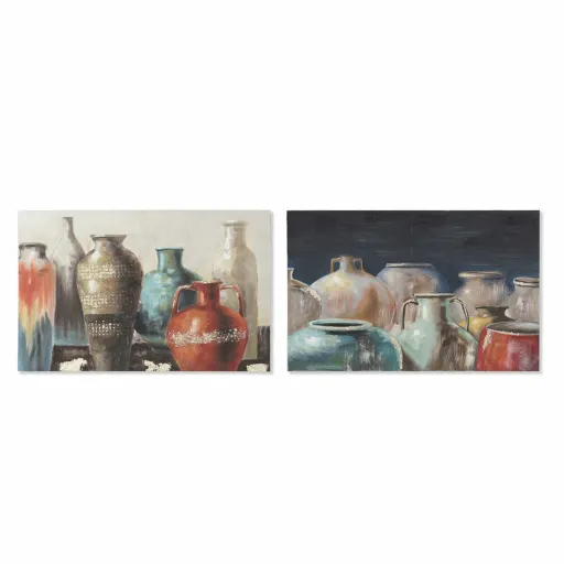 Pintura DKD Home Decor Tela 90 x 2,7 x 60 cm Vaso Cottage (2 Unidades)