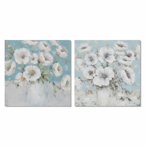 Pintura DKD Home Decor 100 x 2,8 x 100 cm Vaso Shabby Chic (2 Unidades)