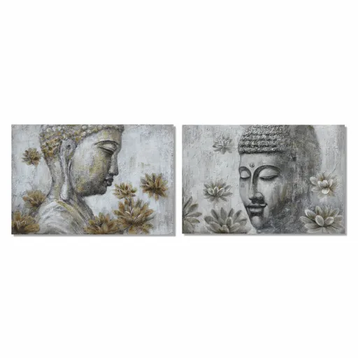 Pintura DKD Home Decor 120 x 2,8 x 80 cm Buda Oriental (2 Unidades)