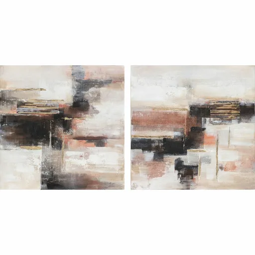 Pintura DKD Home Decor 90 x 2,4 x 90 cm Abstrato Moderno (2 Unidades)