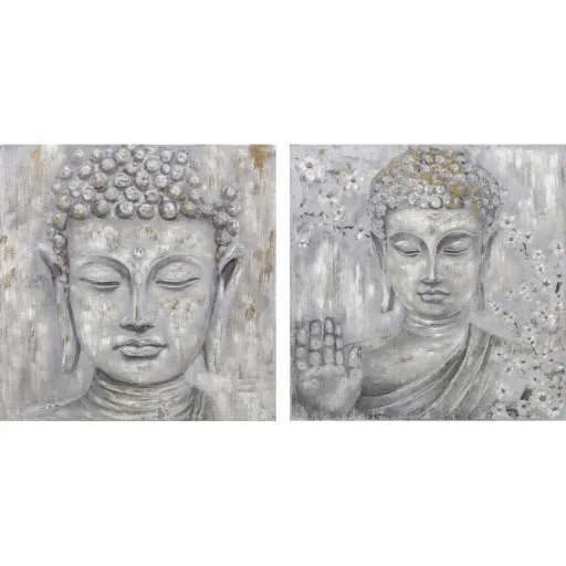 Pintura DKD Home Decor 100 x 2,4 x 100 cm Buda Oriental (2 Unidades)