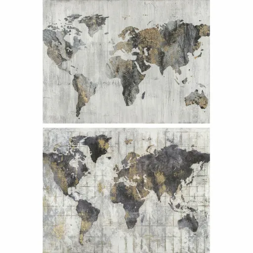 Pintura DKD Home Decor 120 x 4 x 90 cm Loft Mapa do Mundo (2 Unidades)