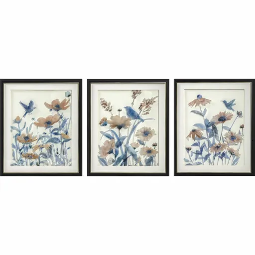 Pintura DKD Home Decor 50 x 2 x 60 cm Bloemen Shabby Chic (3 Peças)