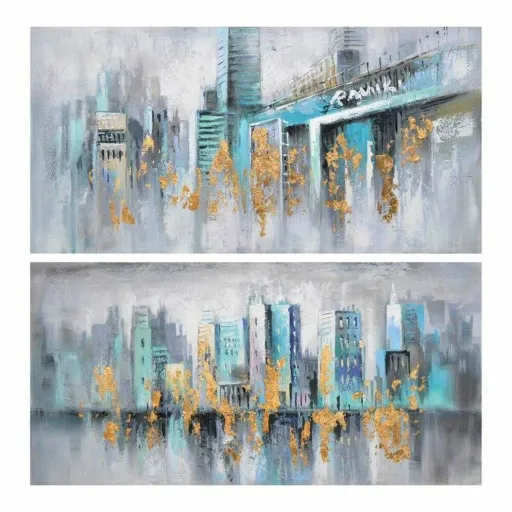 Pintura DKD Home Decor Cidade 120 x 3 x 60 cm Loft (2 Unidades)