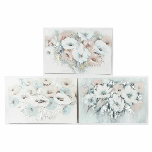 Pintura DKD Home Decor 120 x 3,5 x 80 cm Bloemen Shabby Chic (3 Peças)