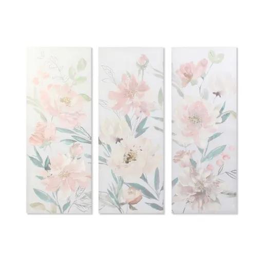 Pintura DKD Home Decor Bloemen 55 x 3 x 135 cm Shabby Chic (3 Peças)