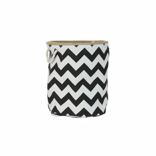 Cabaz DKD Home Decor Branco Preto Juta Jute Zig-Zag Moderno 38 x 38 x 45 cm