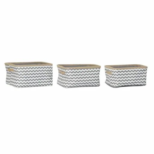 Conjunto de Cestas DKD Home Decor Branco Cinzento Juta Jute Zig-Zag Boho 36 x 31 x 20 cm 3 Peças