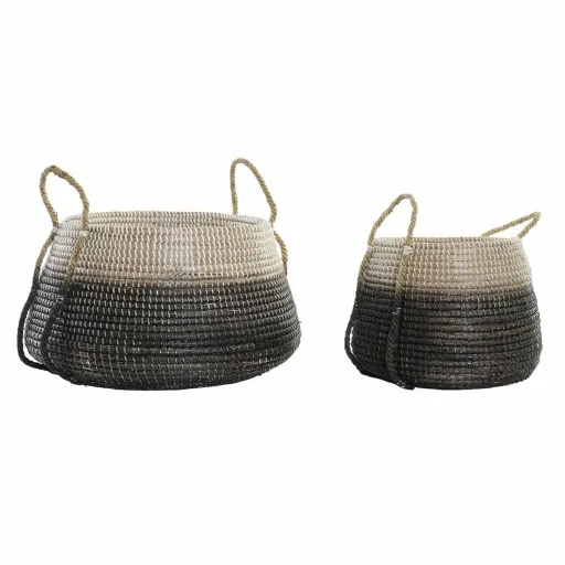 Conjunto de Cestas DKD Home Decor Natural Cinzento Zostera Marina (52 x 52 x 44 cm) (2 pcs)