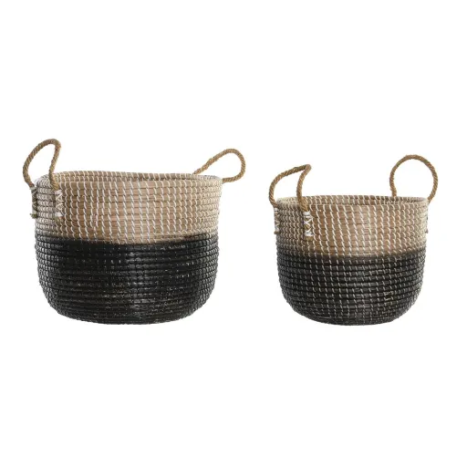 Conjunto de Cestas DKD Home Decor Natural Cinzento Zostera Marina (41 x 25 x 42 cm) (2 Peças)