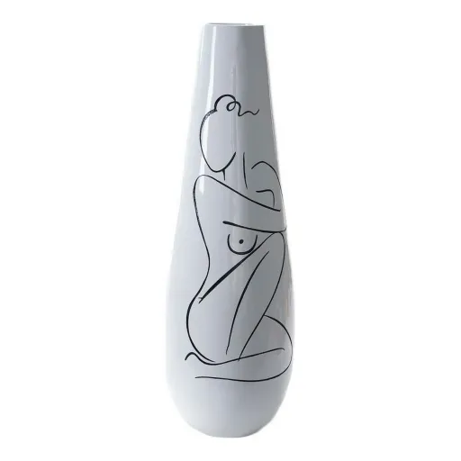 Vaso DKD Home Decor Abstrato Branco Resina Moderno (31.5 x 31.5 x 95.5 cm)