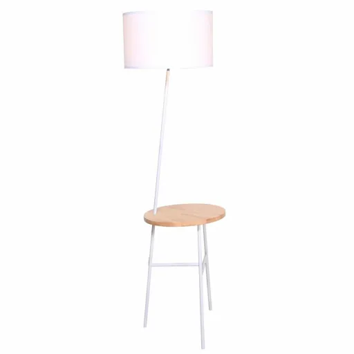 Luminária de Chão DKD Home Decor Branco Castanho Poliéster Metal Pinheiro (40 x 65 x 152 cm)