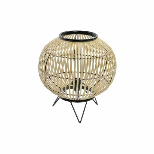 Lâmpada de Mesa DKD Home Decor Preto Metal Castanho Bambu (36 x 36 x 37 cm)