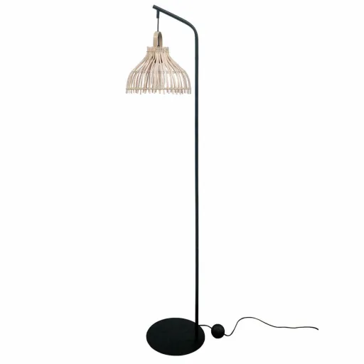 Luminária de Chão DKD Home Decor Preto Metal Castanho Rotim (40 x 40 x 160 cm)